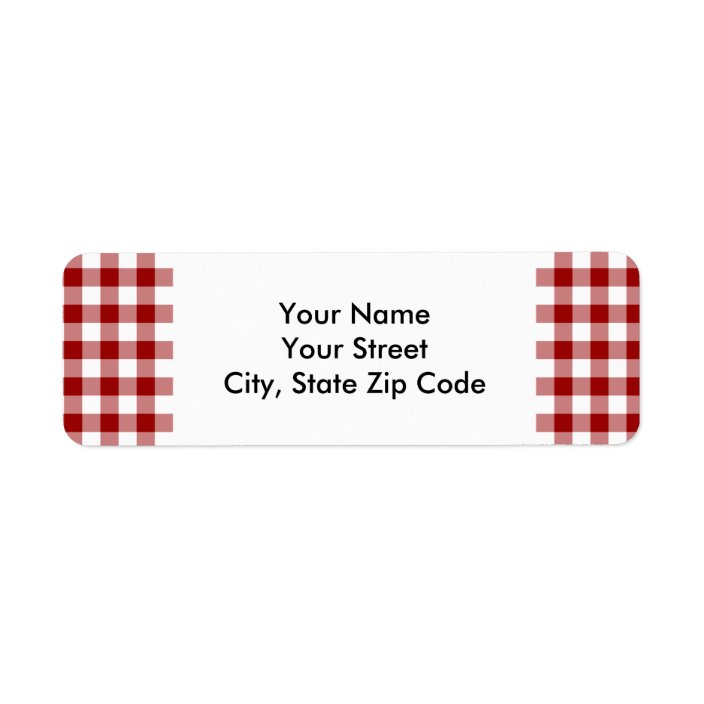 Red Plaid Return Address Label Custom Stickers