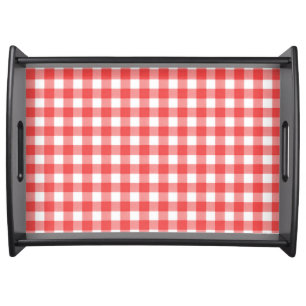 Red and White Gingham Pattern Serving Tray