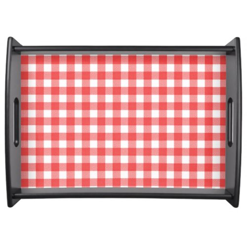 Red and White Gingham Pattern Serving Tray