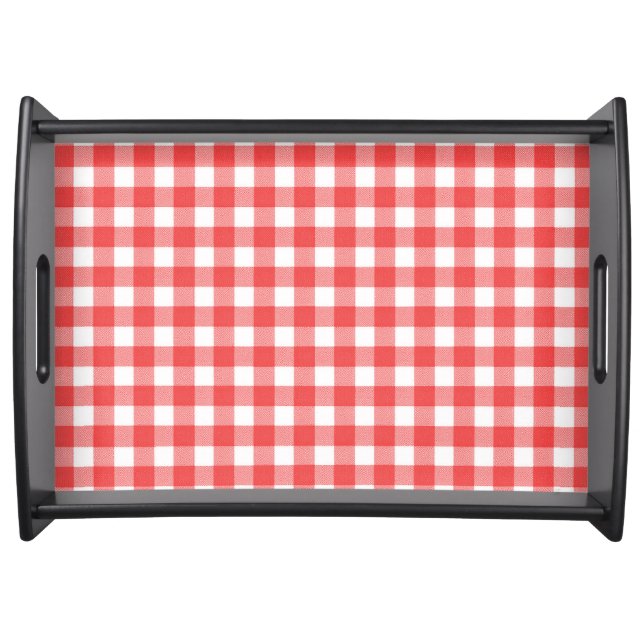 Red and White Gingham Pattern Serving Tray (Front)