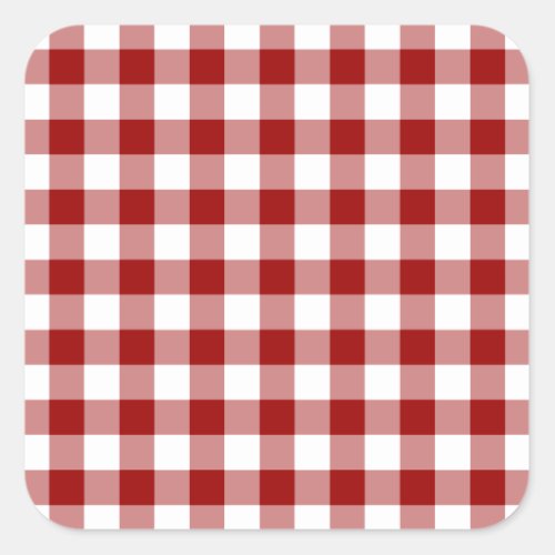 Red and White Gingham Pattern Square Sticker