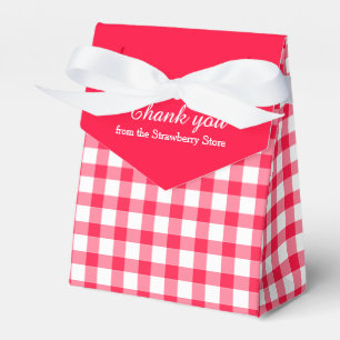 Red and white gingham pattern thank you gift box