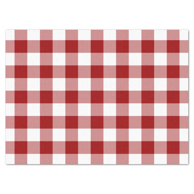 Red and White Gingham Pattern Tissue Paper