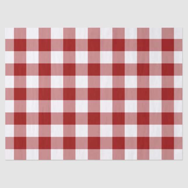 Red and White Gingham Pattern Tissue Paper (Front)