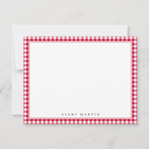 Red and white gingham personalized Stationery Note Card
