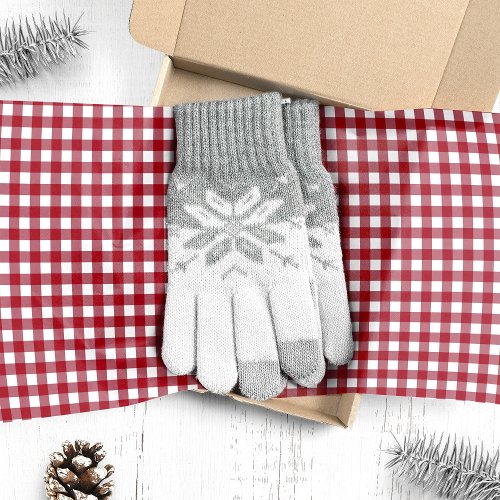 Red And White Gingham Plaid Christmas Tissue Paper