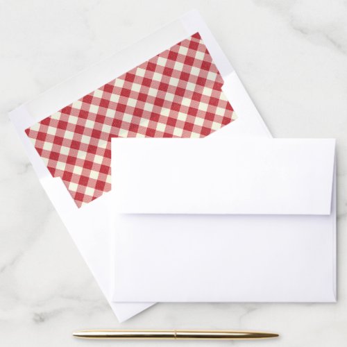 Red and White Gingham Plaid Pattern Envelope Liner