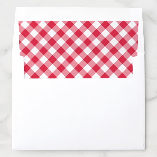 Red and White Gingham Plaid Pattern Envelope Liner (In Envelope)