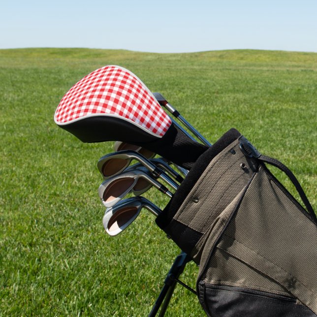 red and white gingham plaid women’s golf head cover (In Situ)