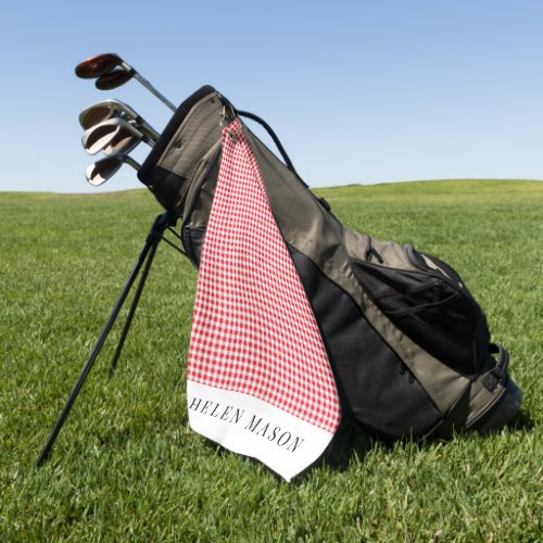 red and white gingham plaid womens golf towel