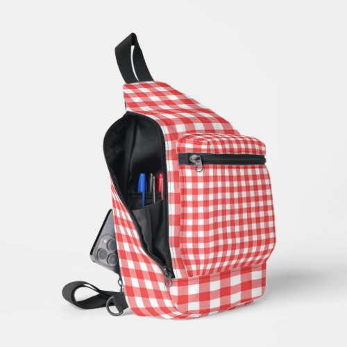 Red and White Gingham Sling Bag