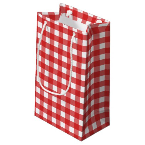 Red and white gingham small gift bag