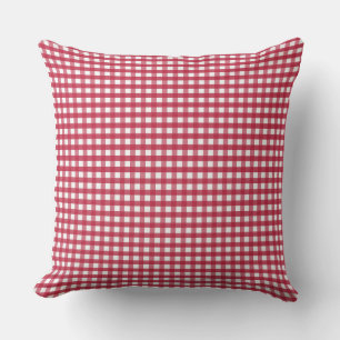 Red and White Gingham Throw Pillow