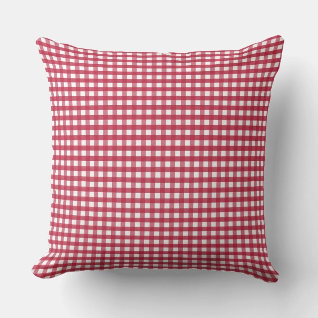 Red and White Gingham  Throw Pillow (Front)