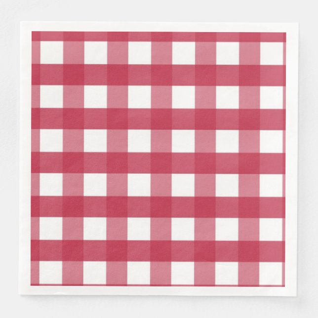 Red and White Gingham Trivet Paper Dinner Napkins (Front)