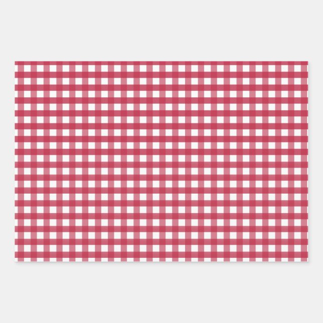 Red and White Gingham Trivet Wrapping Paper Sheets (Front)