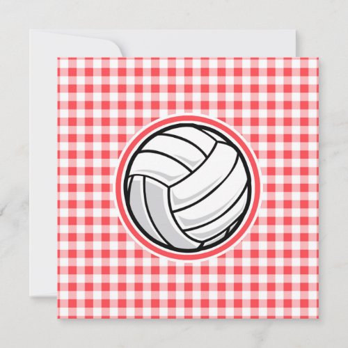 Red and White Gingham Volleyball Invitation