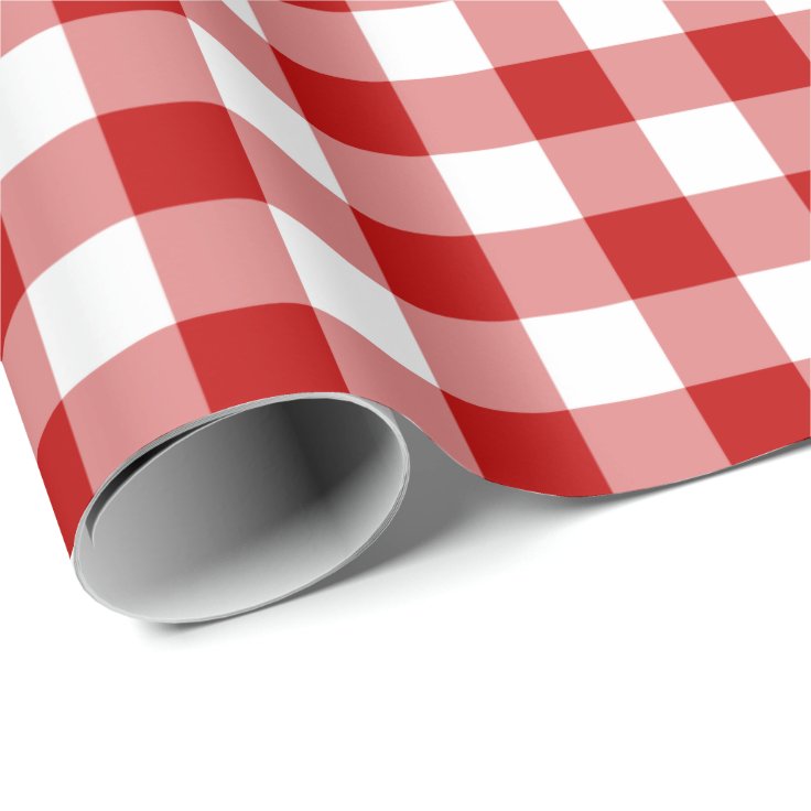 Red and White Gingham Wrapping Paper Zazzle