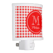 Red and White Gingham, Your Monogram Night Light (Right)