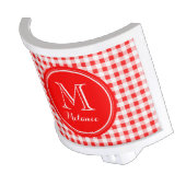 Red and White Gingham, Your Monogram Night Light (Angled)