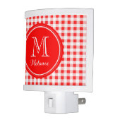 Red and White Gingham, Your Monogram Night Light (Left)