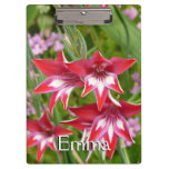 Red and White Gladiolas Summer Botanical Clipboard