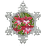 Red and White Gladiolas Summer Botanical Snowflake Pewter Christmas Ornament