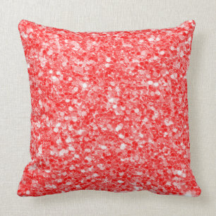 Red And White Glitter Pattern Throw Pillow