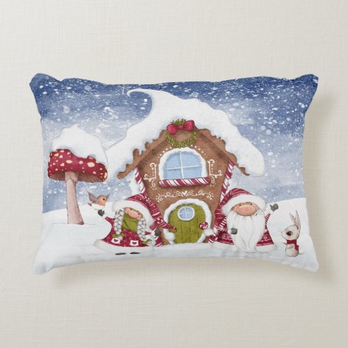 Red and White Gnome for the Holidays  Accent Pillow