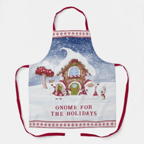 Red and White Gnome for the Holidays  Apron