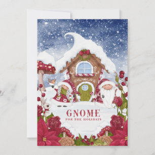 Red and White Gnome for the Holidays Christmas Holiday Card
