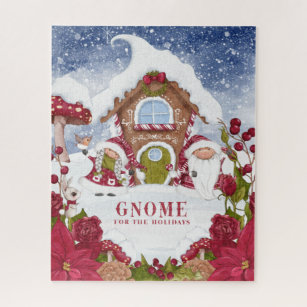 Red and White Gnome for the Holidays Jigsaw Puzzle