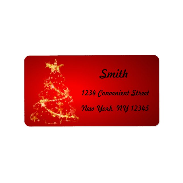 Red and White Gold Christmas Return Address Label (Front)