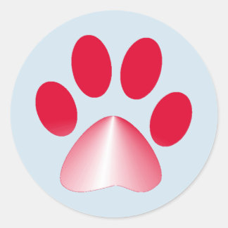 Red and White Gradient Animal Paw Classic Round Sticker
