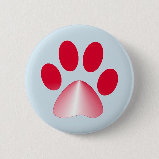 Red and White Gradient Animal Paw Pinback Button (Front)