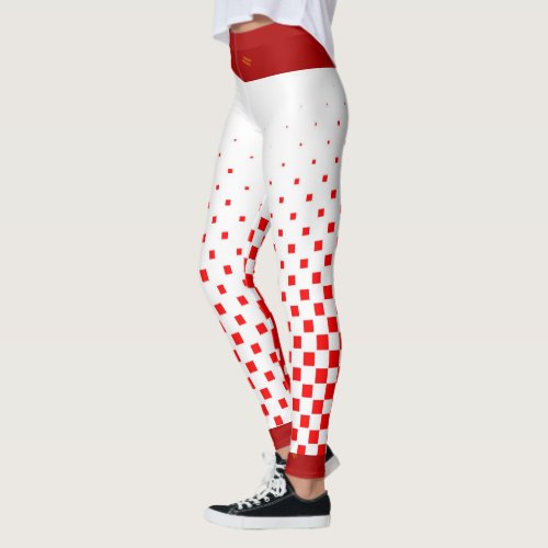 Red and White Gradient Checkers with Red Top   Leggings