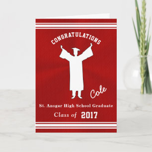 Red and White Graduation Card with YOUR TEXT