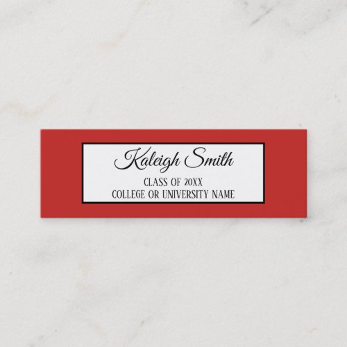 Red and White Graduation Insert Name Card