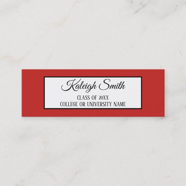 Red and White Graduation Insert Name Card (Front)