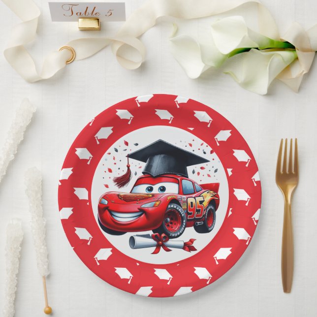 Red And White Graduation Kindergarten  Paper Plates (Wedding)