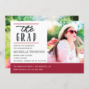 Red and White Graduation Party Invitation