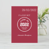 Red and White Graduation Passport Photo Invitation (Standing Front)