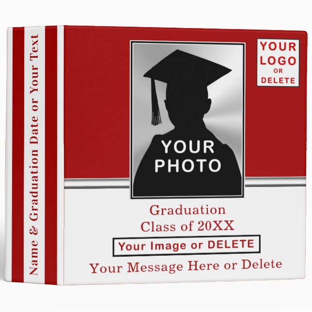 Red and White Graduation Photo Album Binder (Front/Spine)