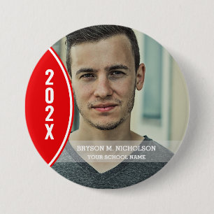 RED and White Graduation Photo Button