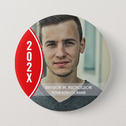 RED and White Graduation Photo Button