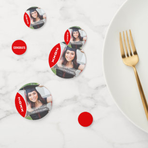 Red and White Graduation Photo Personalized Confetti