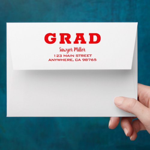 Red and White Graduation Return Address Envelope