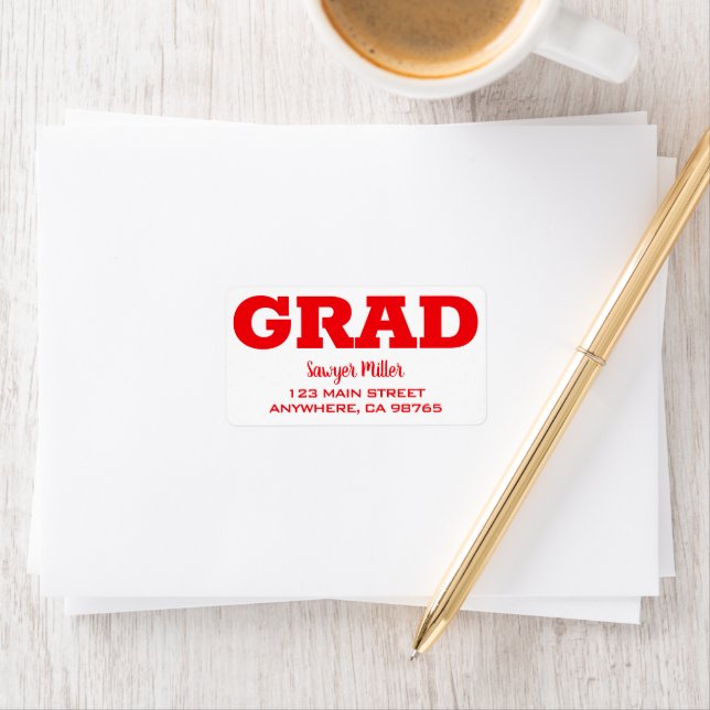 Red and White Graduation Return Address Label (Insitu)