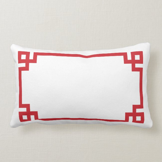 Red and White Greek Key Border Lumbar Pillow