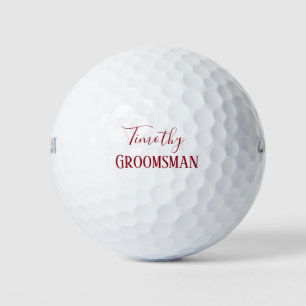 Red and White Groomsman Keepsake Golf Balls